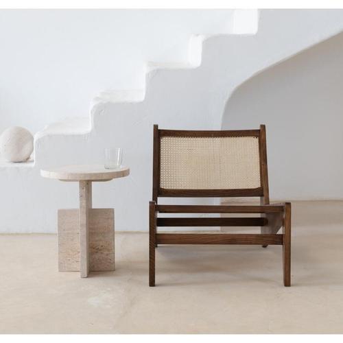 Not Yet Made - Made To Order Morden and Sculptural Muted Beige Travertine Square Side Table by Beije Avenue For Sale - Image 5 of 7