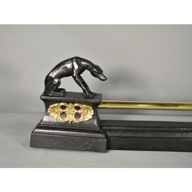 Antique French Fireplace Fender with Greyhounds in Bronze, 1800s, in Very Good conditions. Designed before 1890