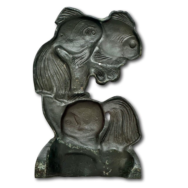 Burnt Umber Rare & Hard to Find All Original Vintage 1930s Hubley MFG Co. #464 Fan Tail Fish Cast Iron Doorstop For Sale - Image 8 of 18
