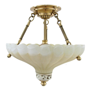 Elegant Lenox Quoizel Scalloped Shell Inspired Brass Accent Pendant Chandelier