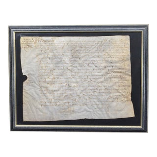 1534 French Renaissance Manuscript Legal Deed on Parchment, Seigneur De Petiteville For Sale
