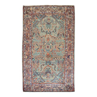 Antique Zabihi Collection Sarouk Rich Emerald Green Rug - 5'11" x 9'10" For Sale