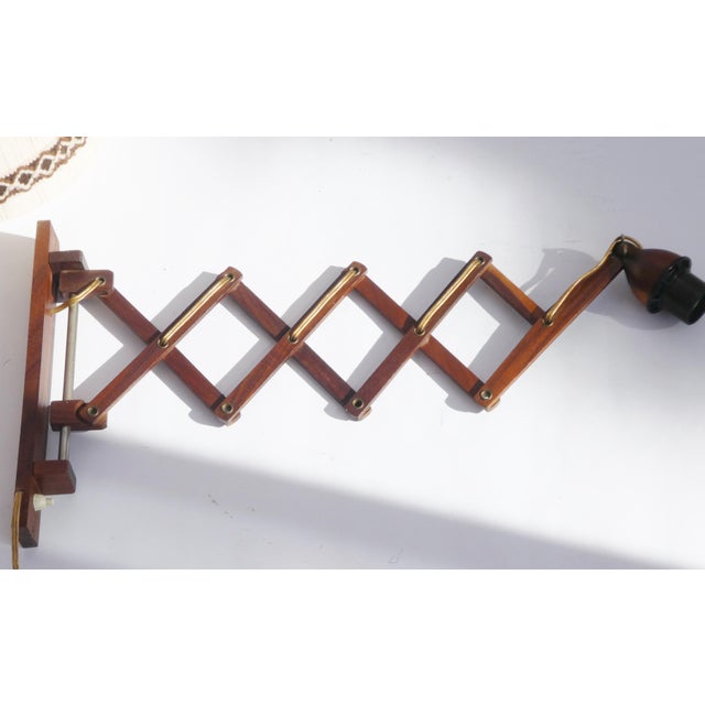 Mid-Century Modern Scandinavian Teak Scissor Lamp For Sale - Image 5 of 8