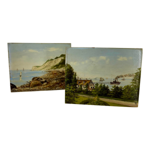 Set of Two Small Danish 19th Century Oil Paintings, Circa 1850s