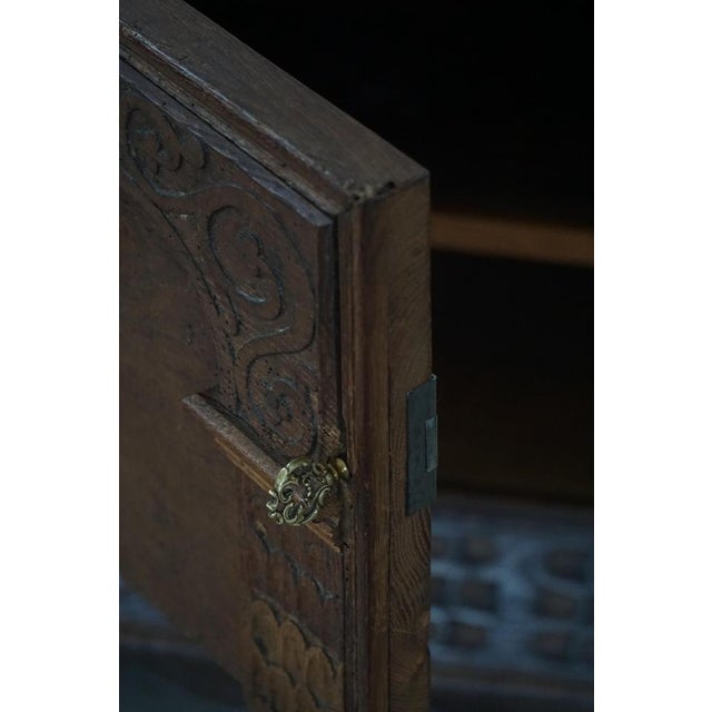 Brown Danish Baroque Oak Sideboard with Carved Details, 1750s For Sale - Image 8 of 17