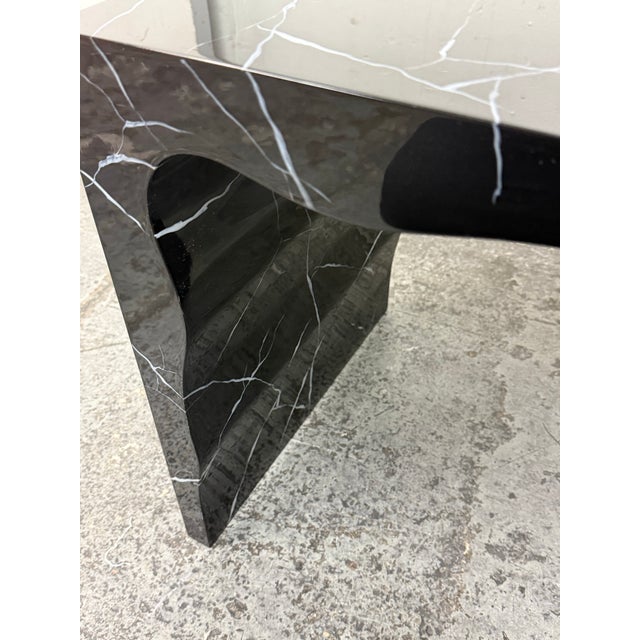Postmodern Made Goods Foster Faux Marble Lacquered Bench/Side Table For Sale - Image 3 of 12