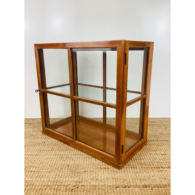 Vintage 1940s Wood & Glass Table Top Display Case Cabinet / Shelf For Sale - Image 9 of 14