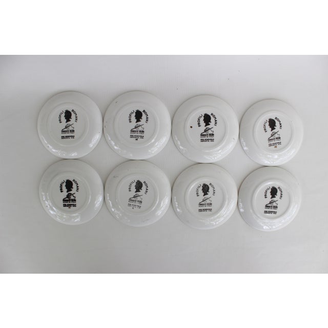 Piero Fornasetti 1960s "Profili Romani" Porcelain Coasters by Piero Fornasetti - Set of 8 For Sale - Image 4 of 6