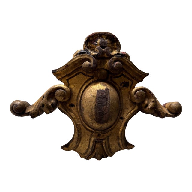 Vintage Giltwood Rococo Wall Ornament – Decorative Architectural Fragment For Sale