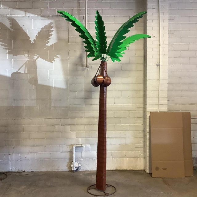 Hollywood Regency Coastal Boho Chic Outdoor Garden Sculptural 14’ Life Size Palm Tree. For Sale - Image 13 of 13
