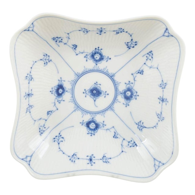 Blue Fluted Plain Square Porcelain Serving Bowl from Royal Copenhagen, 1980s For Sale