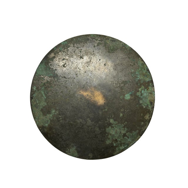 Green Gray Metal Crafted Round Fengshui Harmony Plaque Display Art For Sale - Image 13 of 14