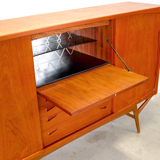 Randers Møbelfabrik Danish Teak Highboard With Bar Designed by Harry Østergaard For Sale - Image 9 of 17