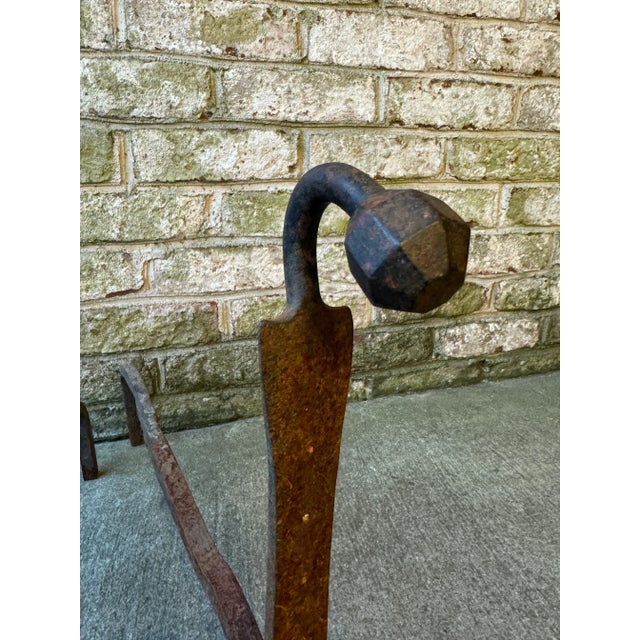 Rustic 18th Century Colonial Andirons- a Pair For Sale - Image 4 of 10