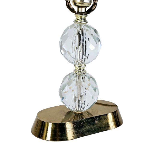 MCM Berger Boudoir Table Lamp Lead Crystal & Brass Base Regency 22" For Sale - Image 4 of 9