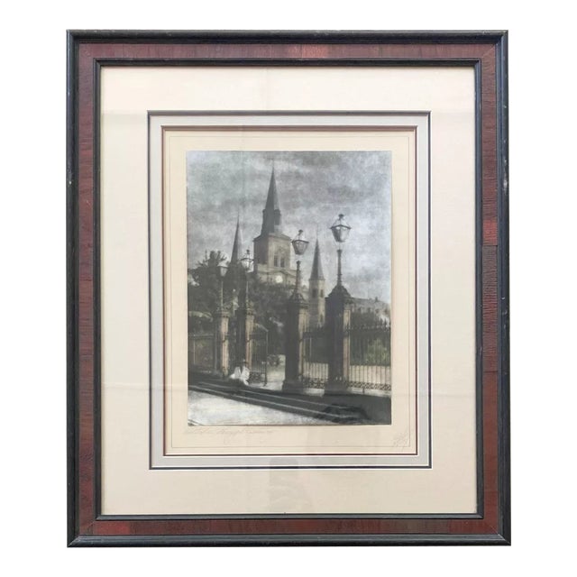 1940s Eugene Delcroix “Cathedral Through Gateway” Framed Platinum Photo Print For Sale