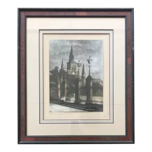 1940s Eugene Delcroix “Cathedral Through Gateway” Framed Platinum Photo Print