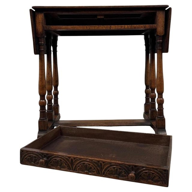 20th Century English Oak Drop-Leaf Side Table For Sale - Image 3 of 15