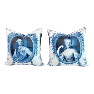 Vintage Pair of Louis XVI & Marie Antoinette Pillows