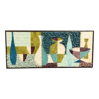 June E. Johnson Signed Mid-Century Abstract Mosaic Wall Panel, 1962 Mid Century For Sale