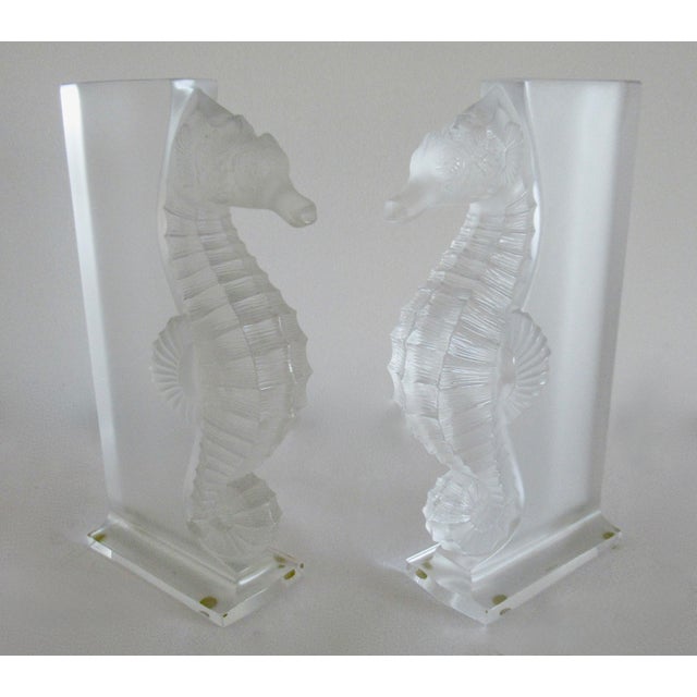 C. 1999-2003 Rene Lalique France Signed "Poseidon" Crystal Glass Frosted Bookends - Pair For Sale In West Palm - Image 6 of 14