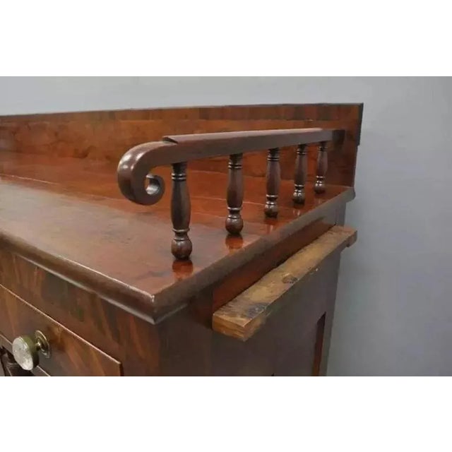 Brown Antique 19th C. American Empire Crotch Flame Mahogany Sideboard Buffet For Sale - Image 8 of 11