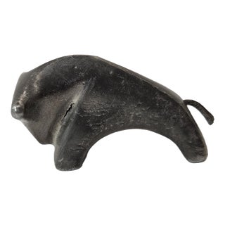 Vintage Metal Animal Figurine with Leather Tail, 1960s For Sale