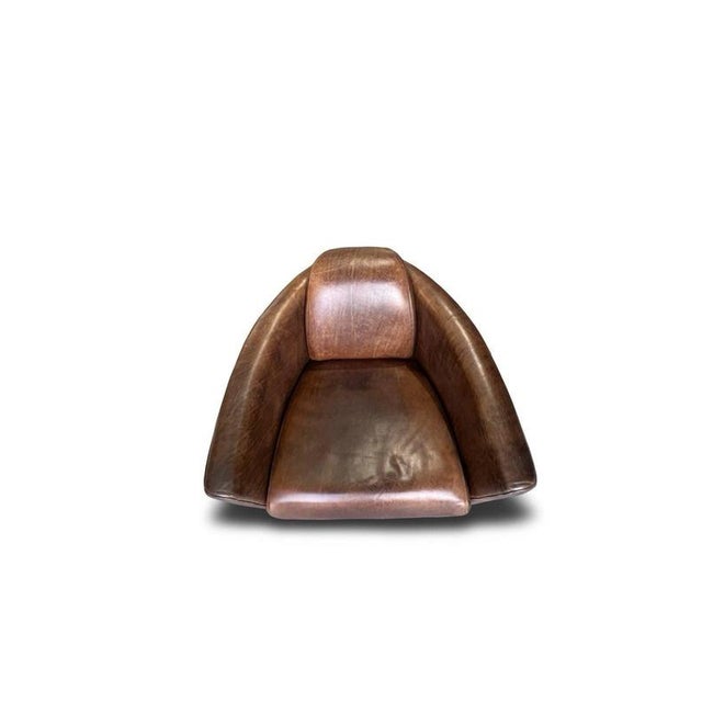 Cigar Brown Leather Aviator Club Armchair For Sale - Image 10 of 18