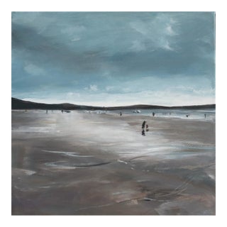 Contemporary 'In the Moment' Original British Coastal Landscape Acylic Painting by British Artist Nicky Knill Jones, Unframed For Sale