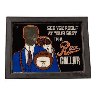 Antique "Rex Collar" Menswear Mirrored Rog Sign For Sale