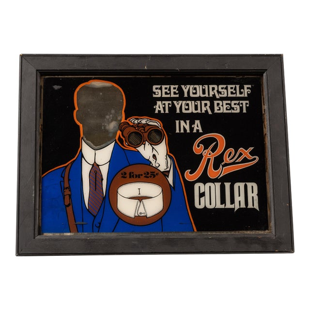 Antique "Rex Collar" Menswear Mirrored Rog Sign For Sale
