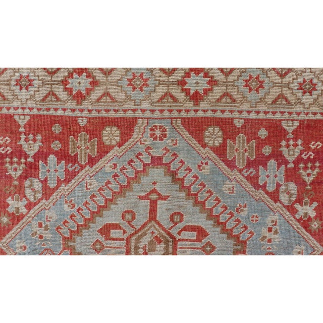 Antique Persian Shiraz Rug With Center Medallions and Sub Geometric Design For Sale - Image 4 of 11