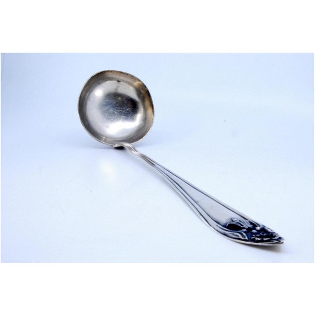 Silver Soup Ladle with Raised Handle Strip and Monogram Card For Sale - Image 9 of 10