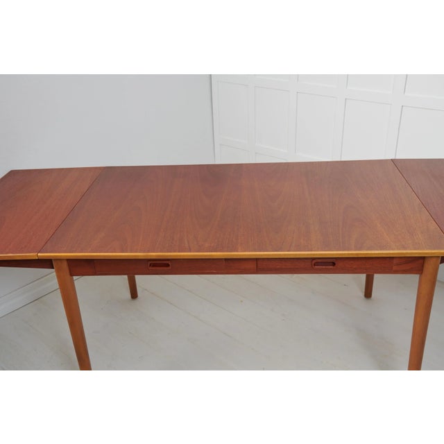 Brown Swedish Modern Teak and Beech Dining Table or Desk attributed to Nils Jonsson for Hugo Troeds, 1960s For Sale - Image 8 of 11