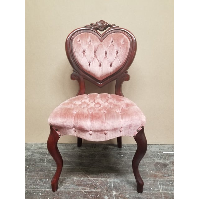 Vintage Victorian Pink Velvet Heart Shaped Chair Chairish