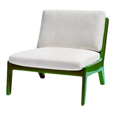 Portofino Outdoor Lounge Chair by the Drawing Room Atl - Handcrafted Mahogany in Premium Yacht Finish: Classic Green - Modern Furniture Outdoors For Sale