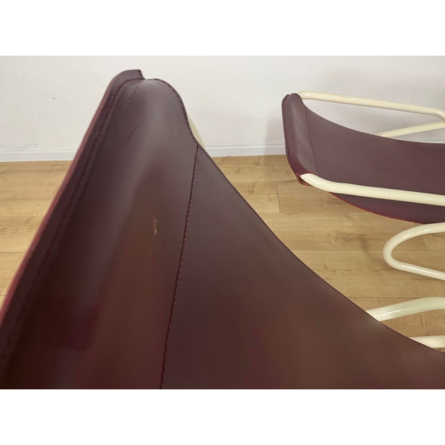 Set of Italian Painted Iron and Leather Deckchairs, 1950s For Sale - Image 6 of 9