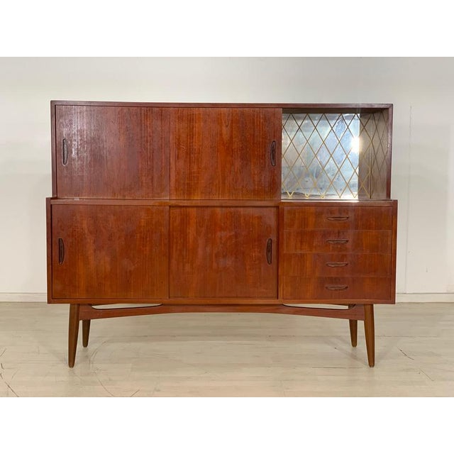 Wood Vintage Danish Teak Highboard Cabinet For Sale - Image 7 of 12