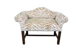Chippendale Style Mahogany Tiger Print Vanity Bench