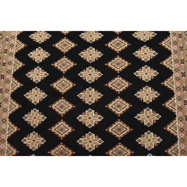 2020s Bokhara Jaldar Rug 5’3” X 8’5” Black Wool Tribal Hand-Knotted Oriental Carpet For Sale - Image 5 of 12