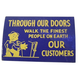 40s Blue and Yellow Shop Sign For Sale
