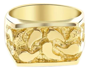Mens Nugget Ring 14k Yellow Gold, Size 9