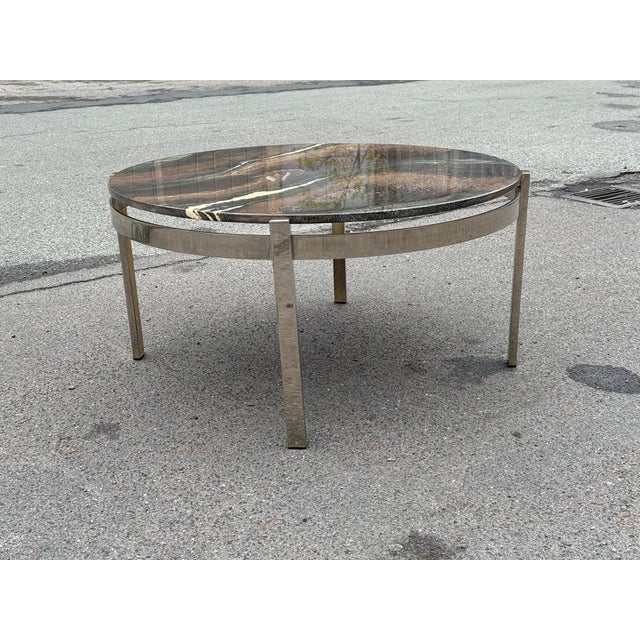 Brown Chrome and Marble Sofa Table from Bendixen, Denmark, 1970s For Sale - Image 8 of 11