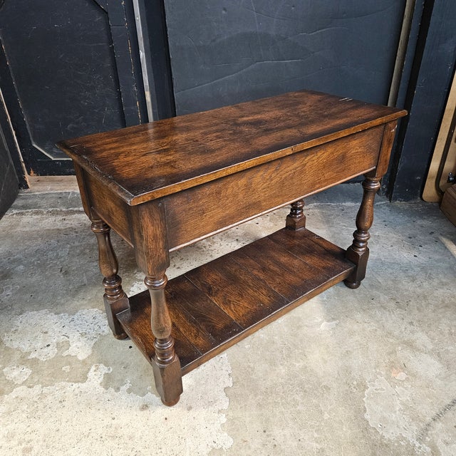 Late 20th Century English Oak Bespoke Console Table With 2 Drawers For Sale - Image 14 of 14