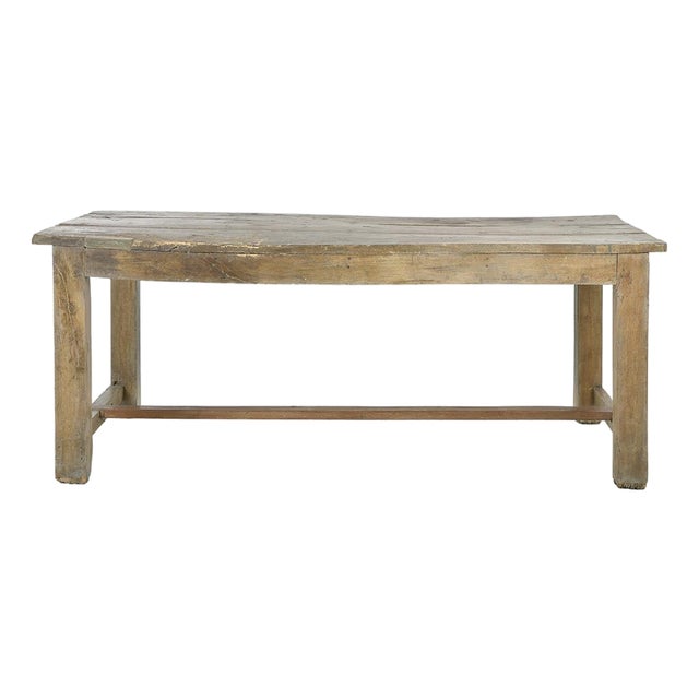 Long Antique Solid Wood Table For Sale