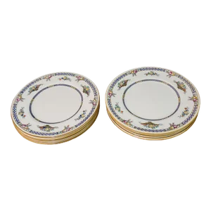 Set of 10 Vintage Royal Doulton Floral Hand Painted Enamel & Transfer Print Salad Luncheon Dessert Plates "Strathmore" Pattern