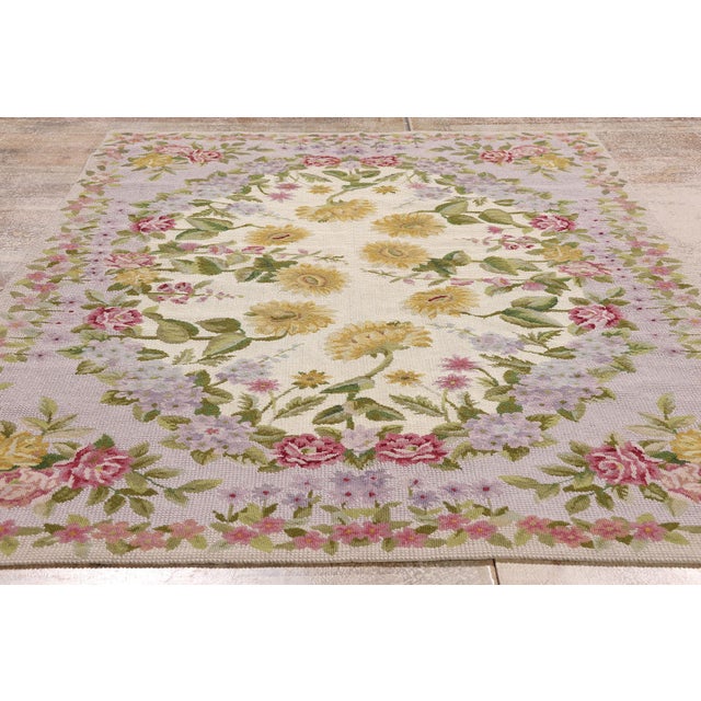 Vintage Chinese Aubusson Needlepoint Rug, 04'00 X 06'01 For Sale - Image 9 of 10