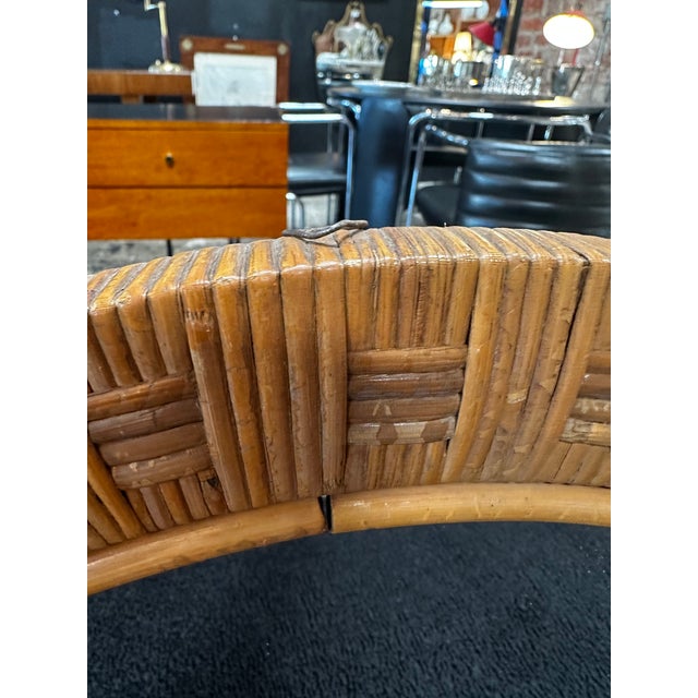 1980s Vintage Round Bamboo Mirror Italy 1980s For Sale - Image 5 of 7