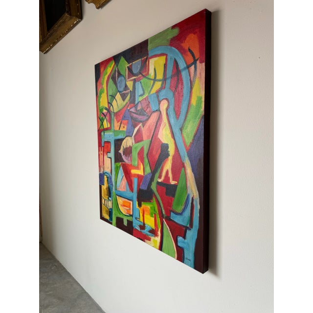 Mid-Century Modern Thembinkosi Kohli " Split Images " Expressionist Abstract Acrylic on Canvas Painting For Sale - Image 3 of 12