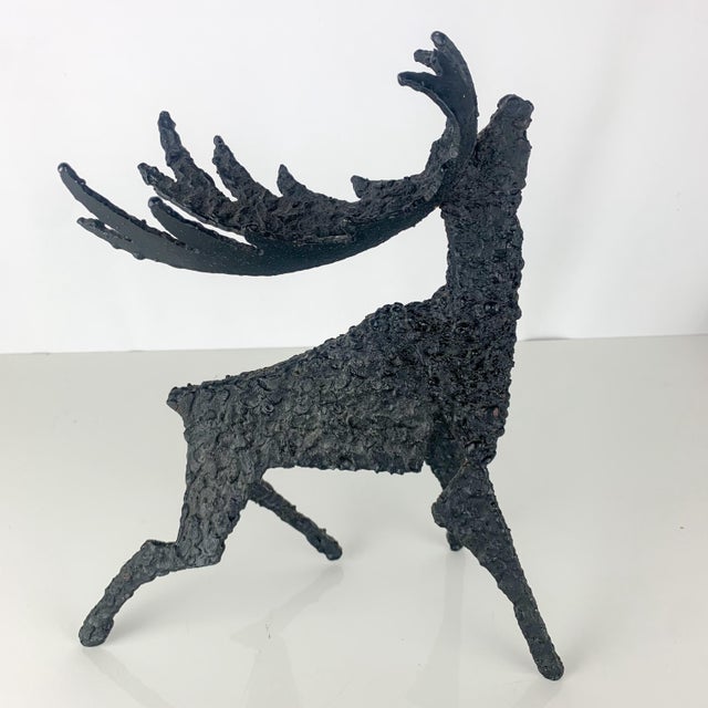 Brutalist Rare Vintage Cast Iron Brutalist Reindeer Sculpture Svitorka Vancouver For Sale - Image 3 of 8